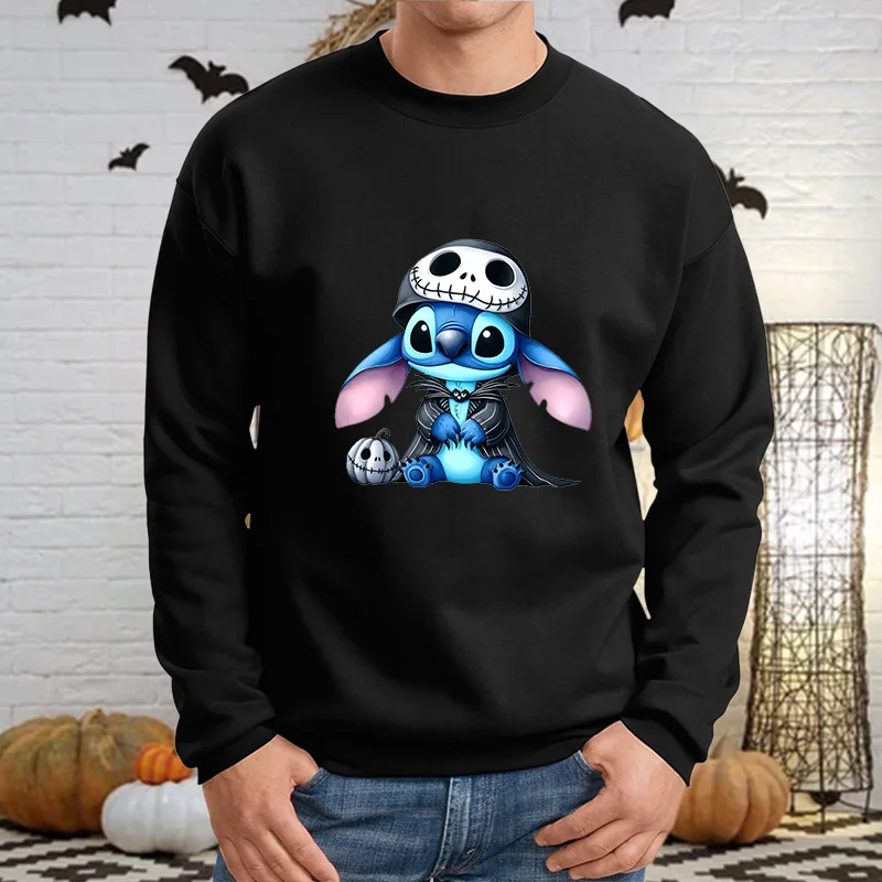 

New Stitch Halloween Pattern Sweatshirt for Men - Unique Creative Long-Sleeve Crew Neck Pullover Top