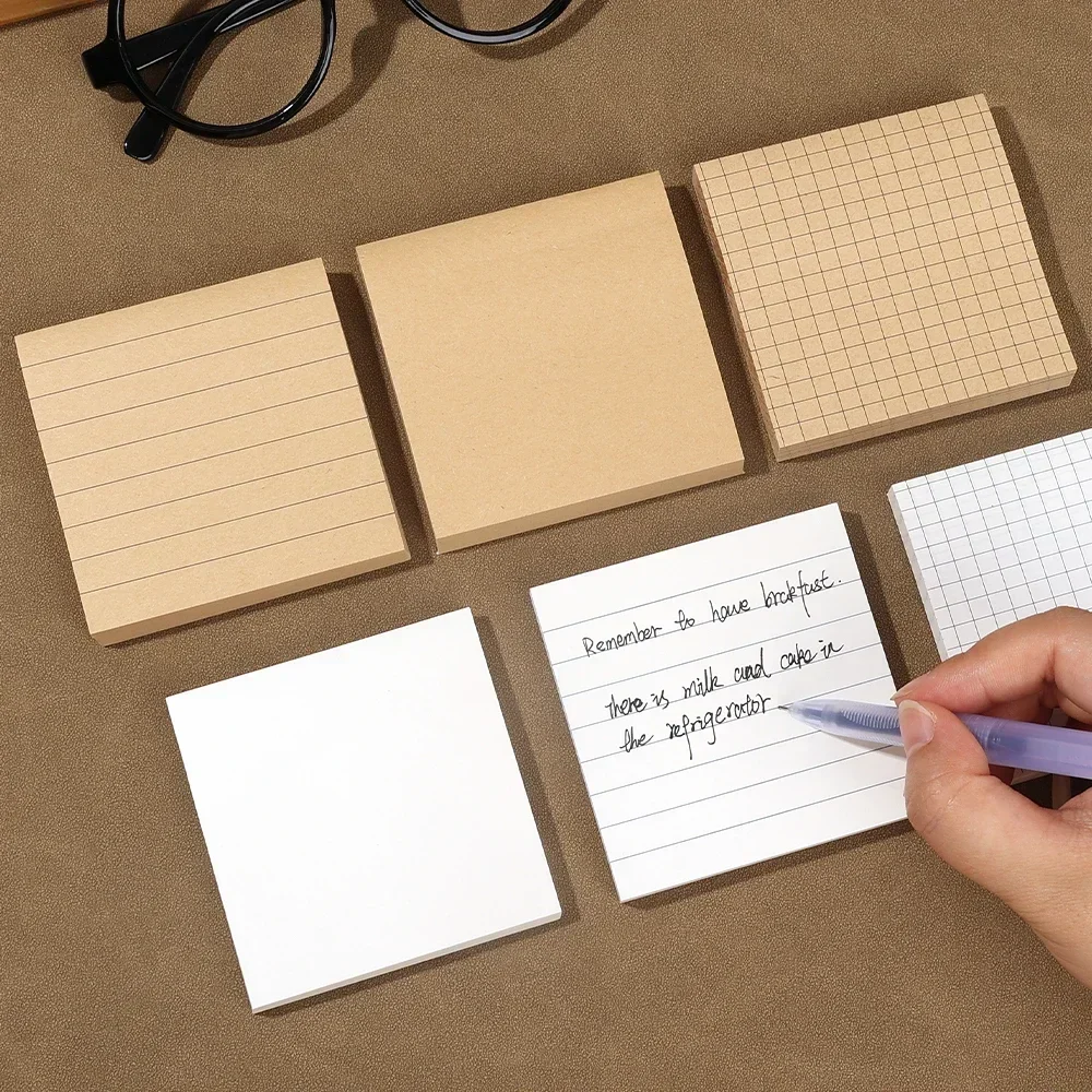 80Sheets/PC Kraft Paper Memo Pad Posted It Khaki / White Sticky Notes Bookmark Writing Pads Office Shool Stationery Supplies