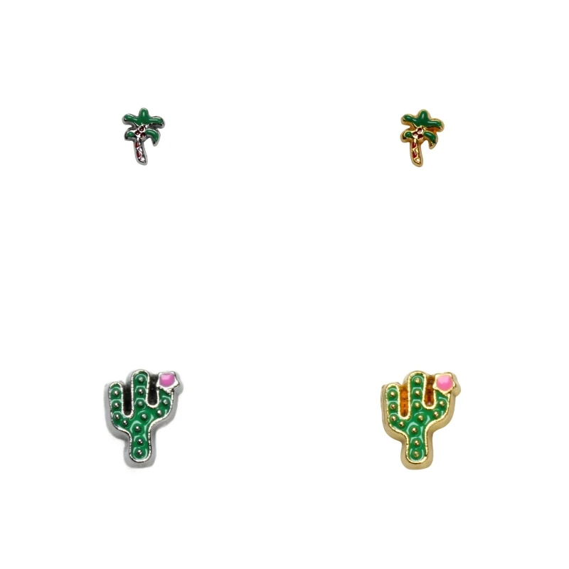 10pc/lot Coconut tree Cactus Floating Charms For Italy Bracelet Holiday Jewelry Making Floating locket Filling DIY Accessories