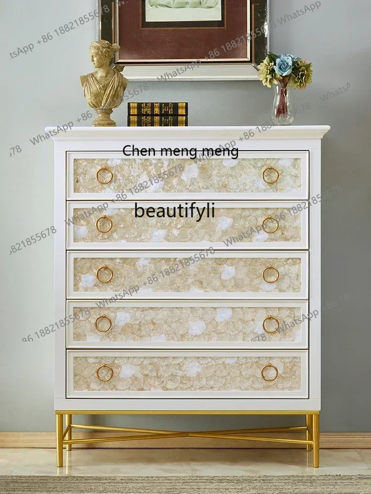 

D178 Living room chest of drawers light luxury porch cabinet locker American solid wood storage drawer cabinet