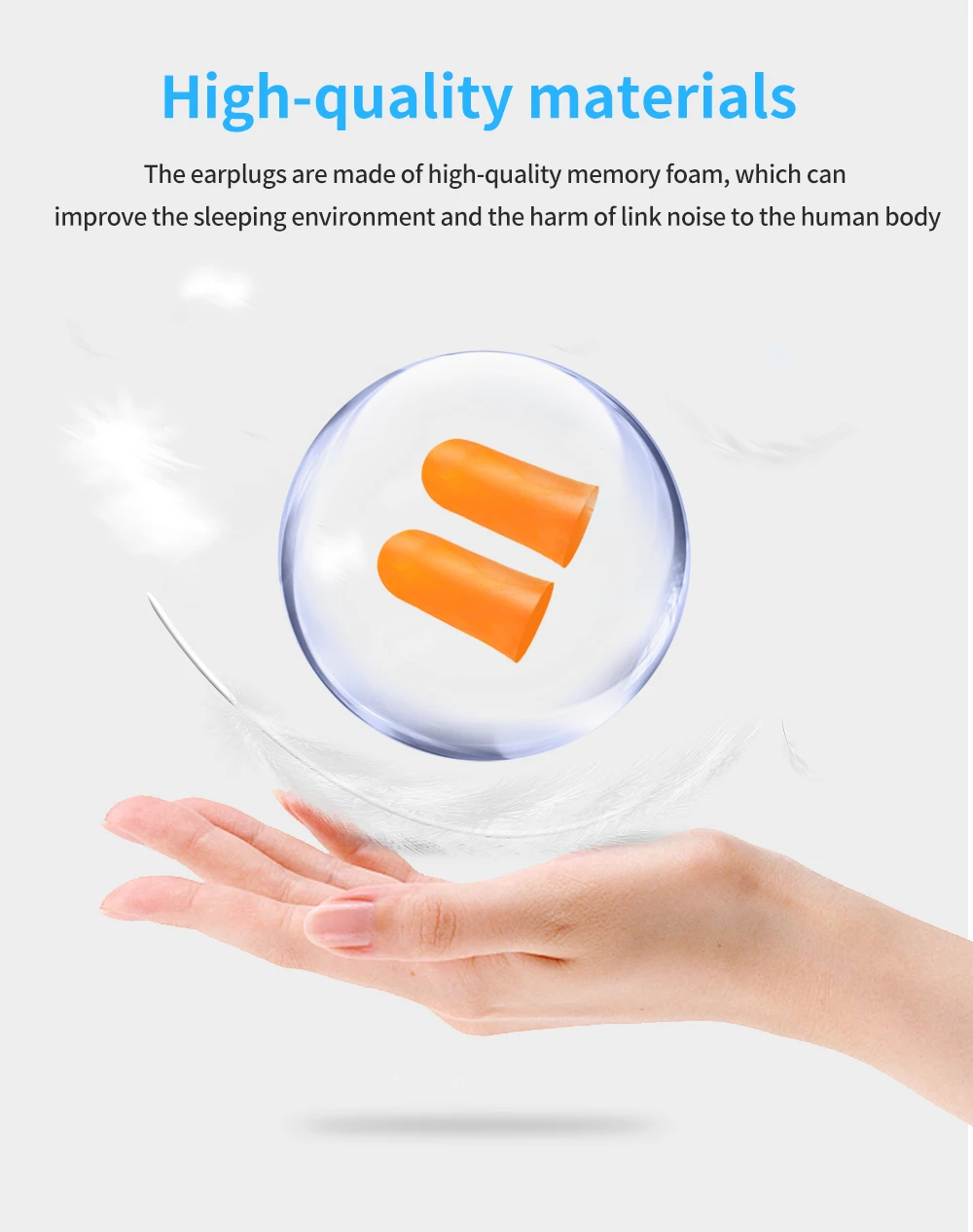 TISHRIC Earplugs Soft Sponge Ear Plugs Noise Reduction Sleeping Earplug Travel Noise Reduction Rate 35.5db Sound Insulation