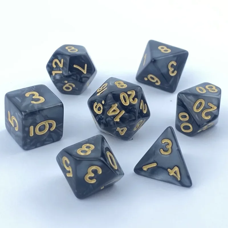 7pcs/set Pearl Pattern Acrylic Number Dice kit for TRPG RPG Running Team D20 D12 D10 D8 D6 D4 Table Game Board Game Dnd Dice Set