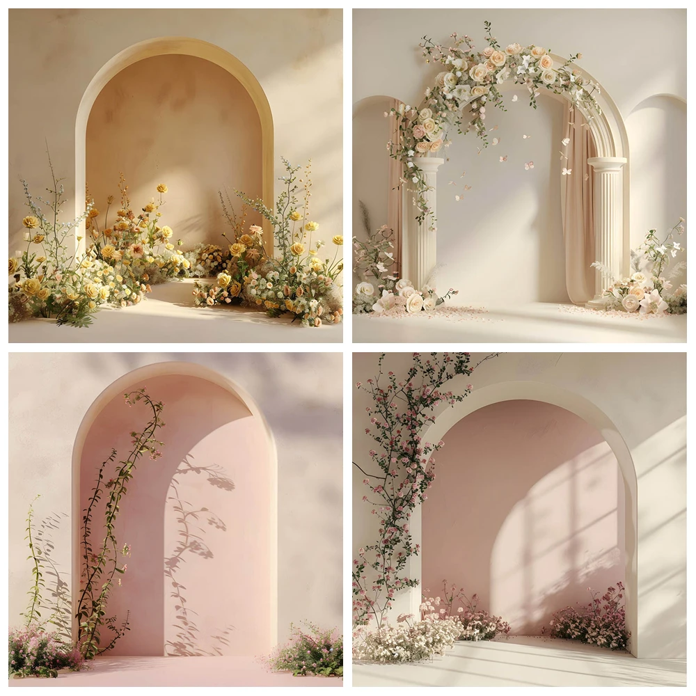 

Beige Floral Arch Textures Photography Background Adult Birthday Wedding Maternity Portrait Decor Backdrop Photo Studio Props