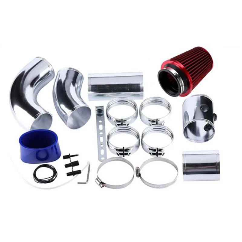Universal 76MM Auto Car Cold Air Intake System Aluminium Tube intake pipe Turbo direct cold Car Intake Pipe Hose Retrofit Kit