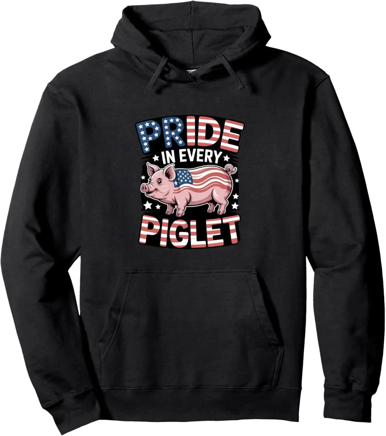 

Autumn and Winter Stylish Patriotic - Piglet Cotton Hoodie, Ideal for Those Loving American - Themed Humor