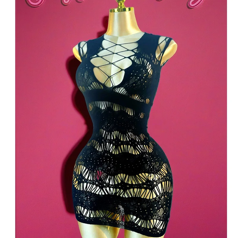 

1 шт., женское сексуальное женское белье, облегающее платье, сексуальное ажурное платье без любых аксессуаров, ажурное облегающее платье DS027