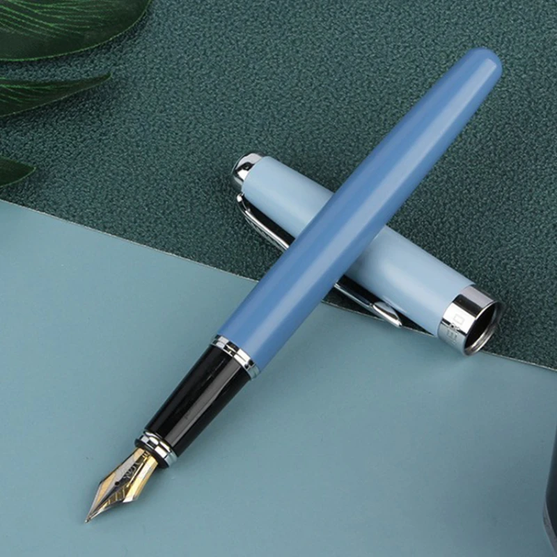 

New Hero 1502 Blue Color Fountain Pen F 0.5mm Writing Ink Pen Luxury Business Office Supplies Calligraphy Pen New Writing Gift