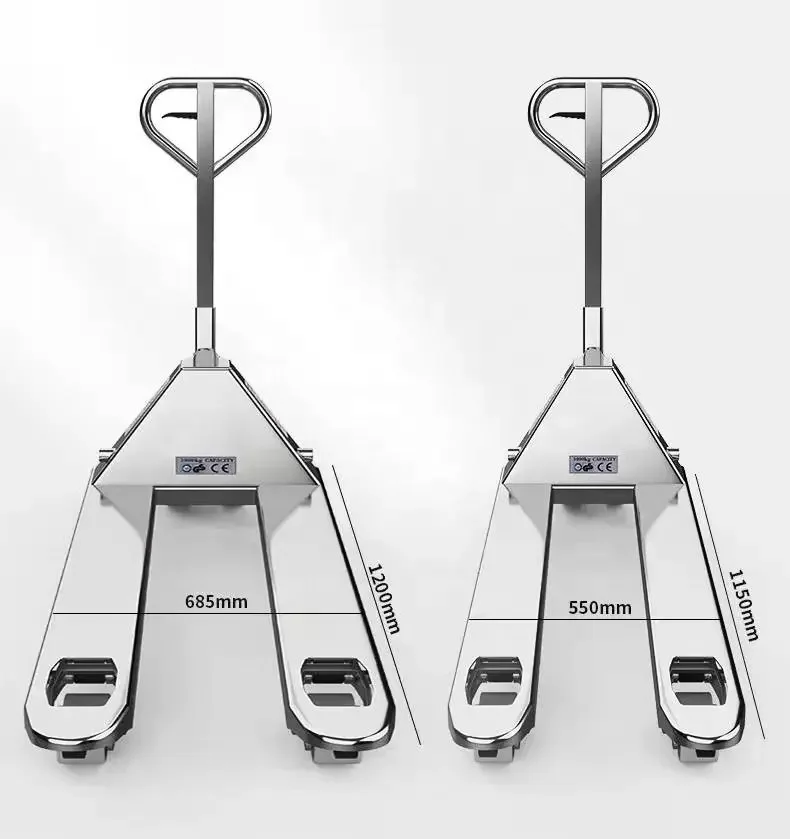 

China High Quality Lift Stacker Jack Stainless Clean Sanitation Steel Hand Pallet Truck