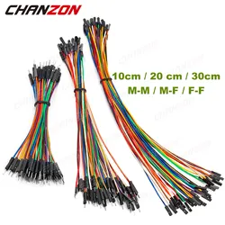 Cable de puente de cobre, Cable Dupont de 10cm, 20cm, 30cm, macho hembra, 24AWG, conector de línea Flexible sin soldadura para placa de pruebas Arduino DIY