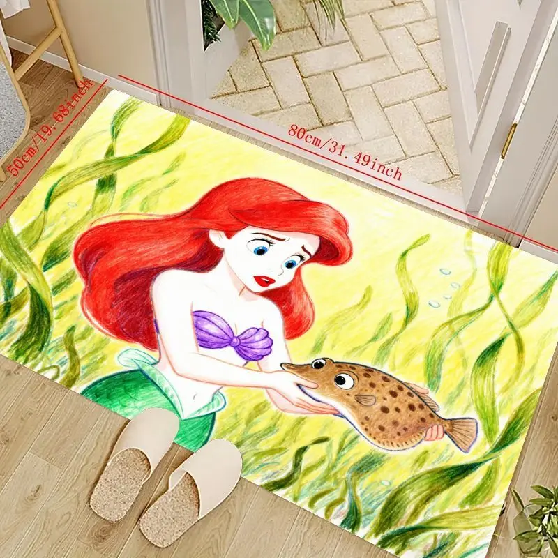 

1 шт. напольный коврик принцессы Диснея Ариэль Русалочка, милый мультяшный аниме-стиль под морем, яркий нескользящий коврик Doorma