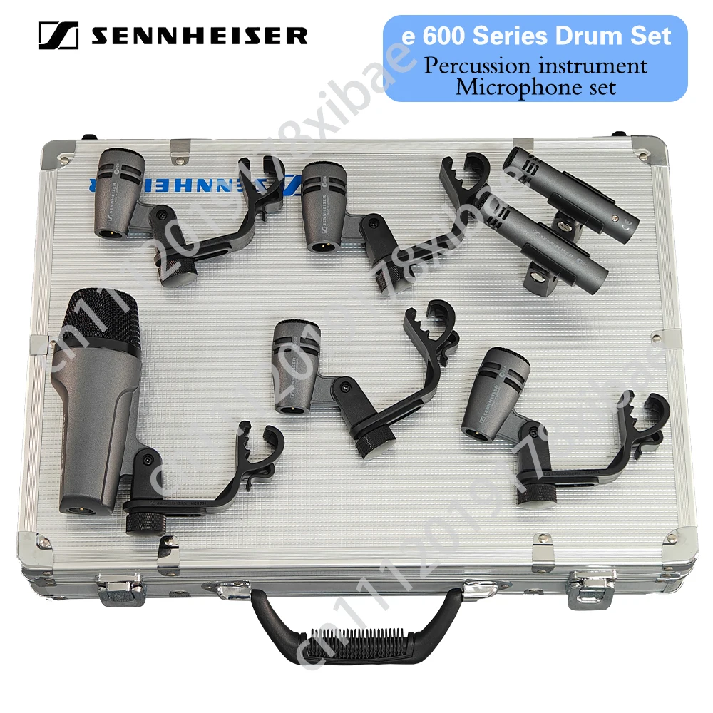 Juego de Micrófonos Originales Sennheiser Serie E600 para Percusión/Instrumentos de Percusión, Adecuado para Batería, Bajo y Tuba