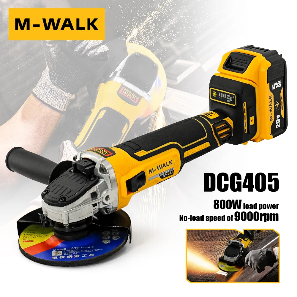

Бесщеточная электрическая угловая шлифовальная машина 125 мм, 4 передачи, режущий станок M14 с переменной скоростью, деревообрабатывающий электроинструмент для батареи Dewalt 20 В