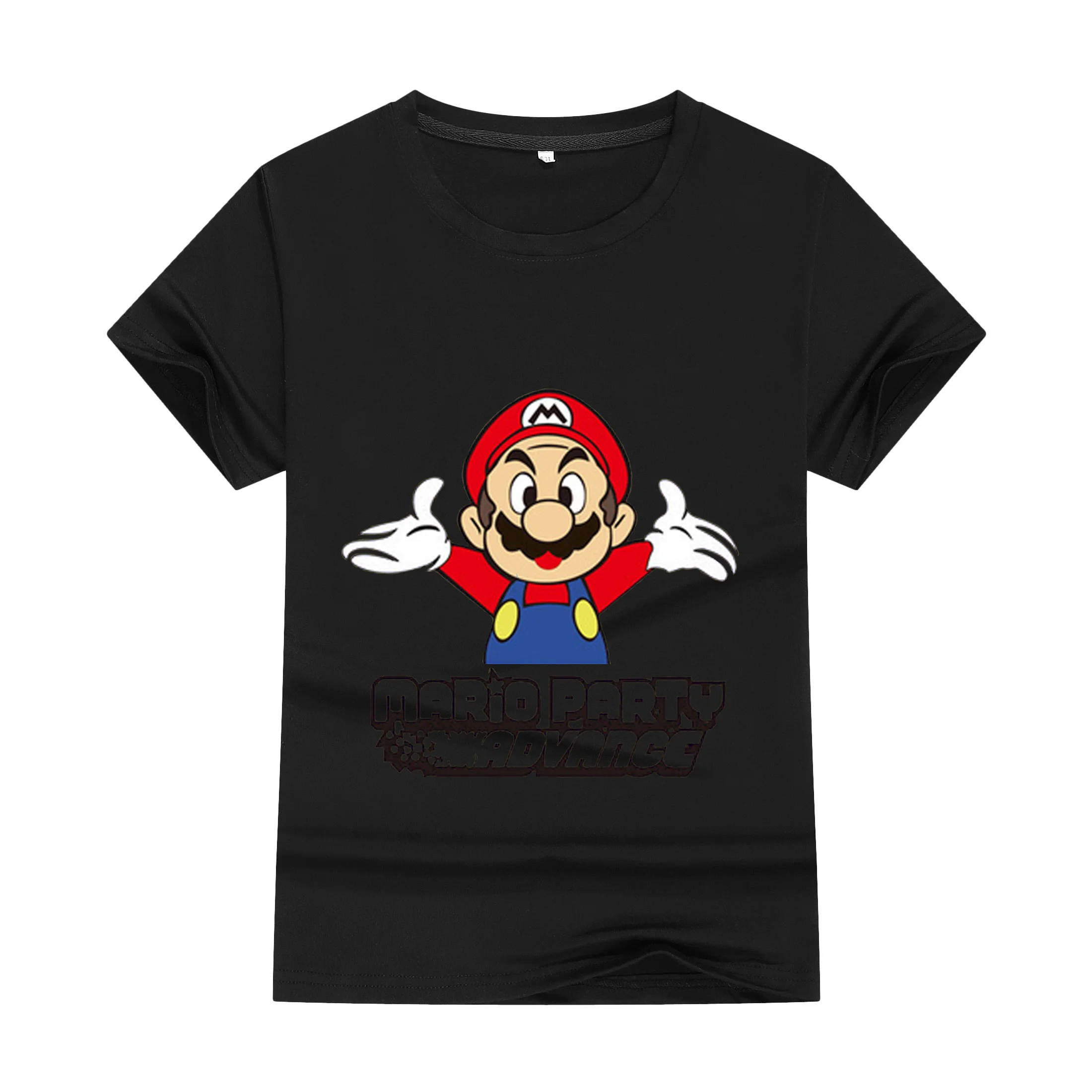 T-shirt Super Mario Bros pour enfants, 2024 coton, dessin animé, 100% T-shirt manches courtes col rond garçon fille, en coton imprimé, pour adolescents