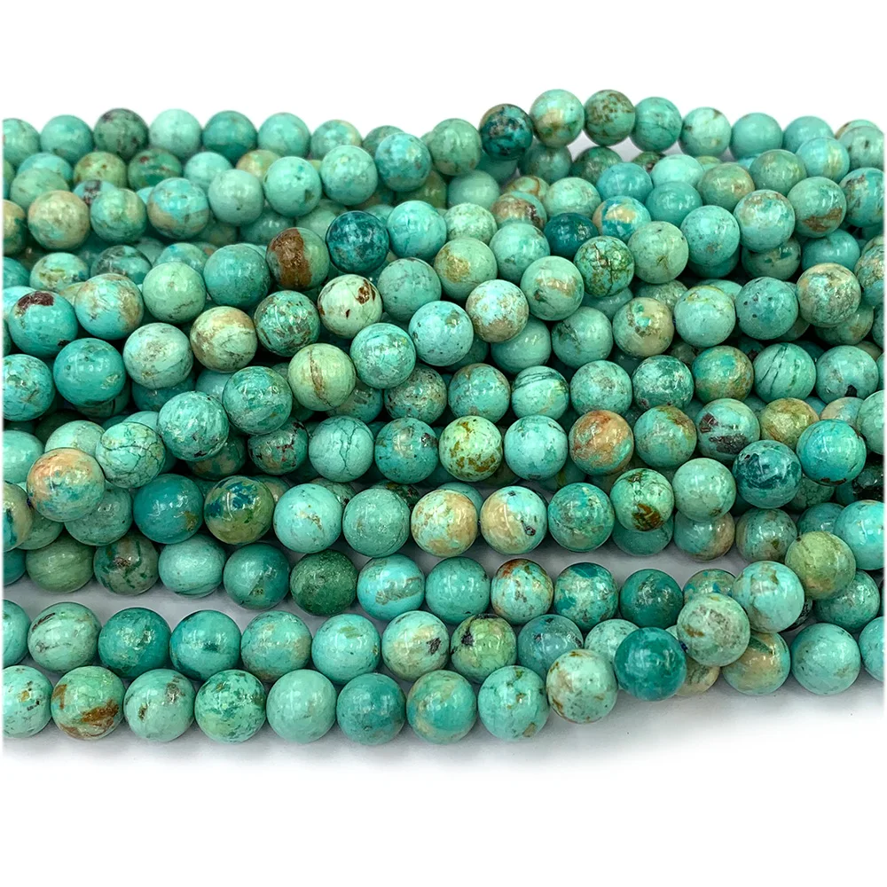 Veemake Natural Genuine Peru Blue Turquoise Round Loose Gemstone Stone Beads Jewelry Design Necklace Bracelets 07941