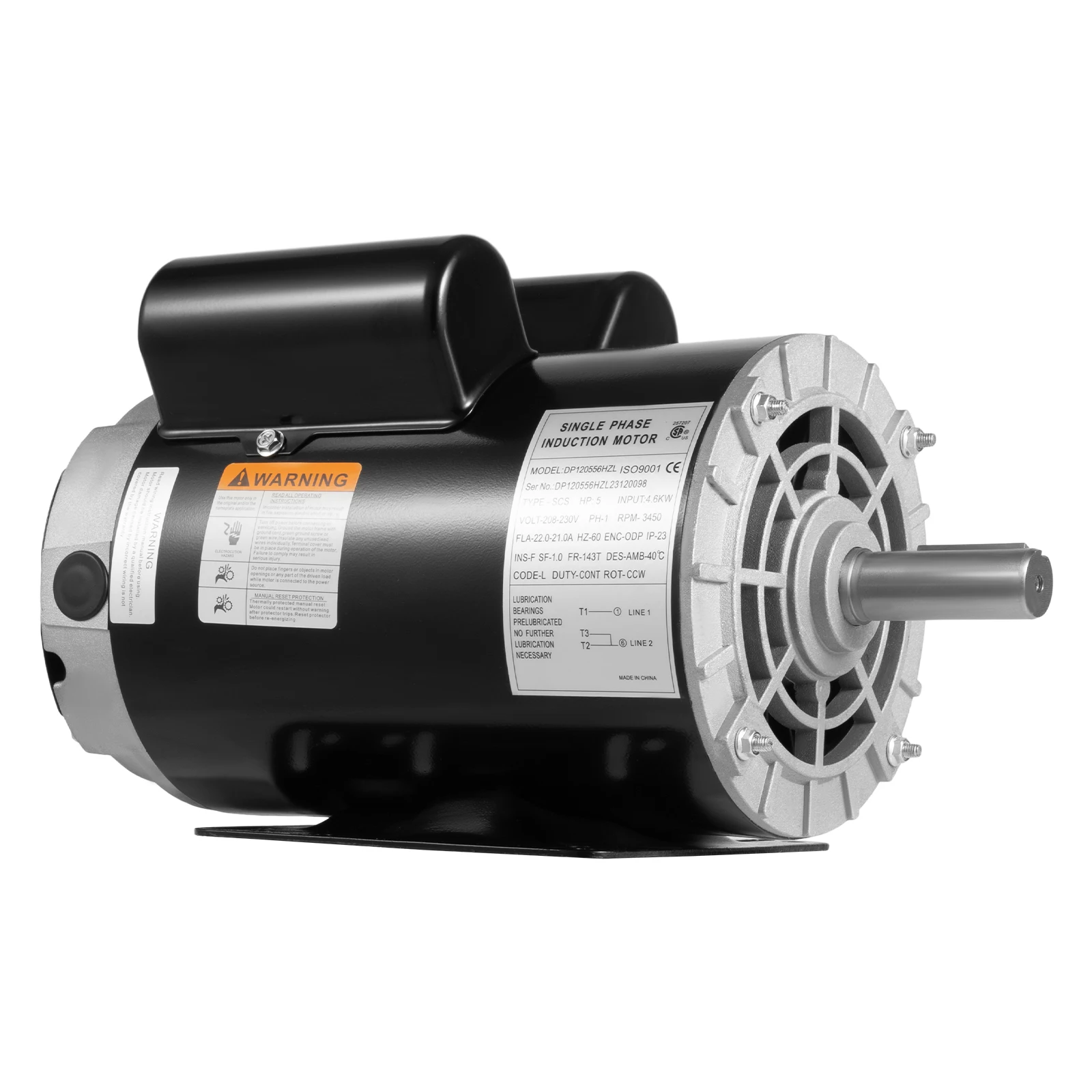 5HP Air Compressor Electric Motor 3450RPM Single Phase 7/8