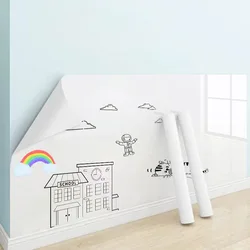 45x1000cm Static Cling Electrostatic Whiteboard Stickers Removable Non-invasive Wall Children Graffiti Painting Board