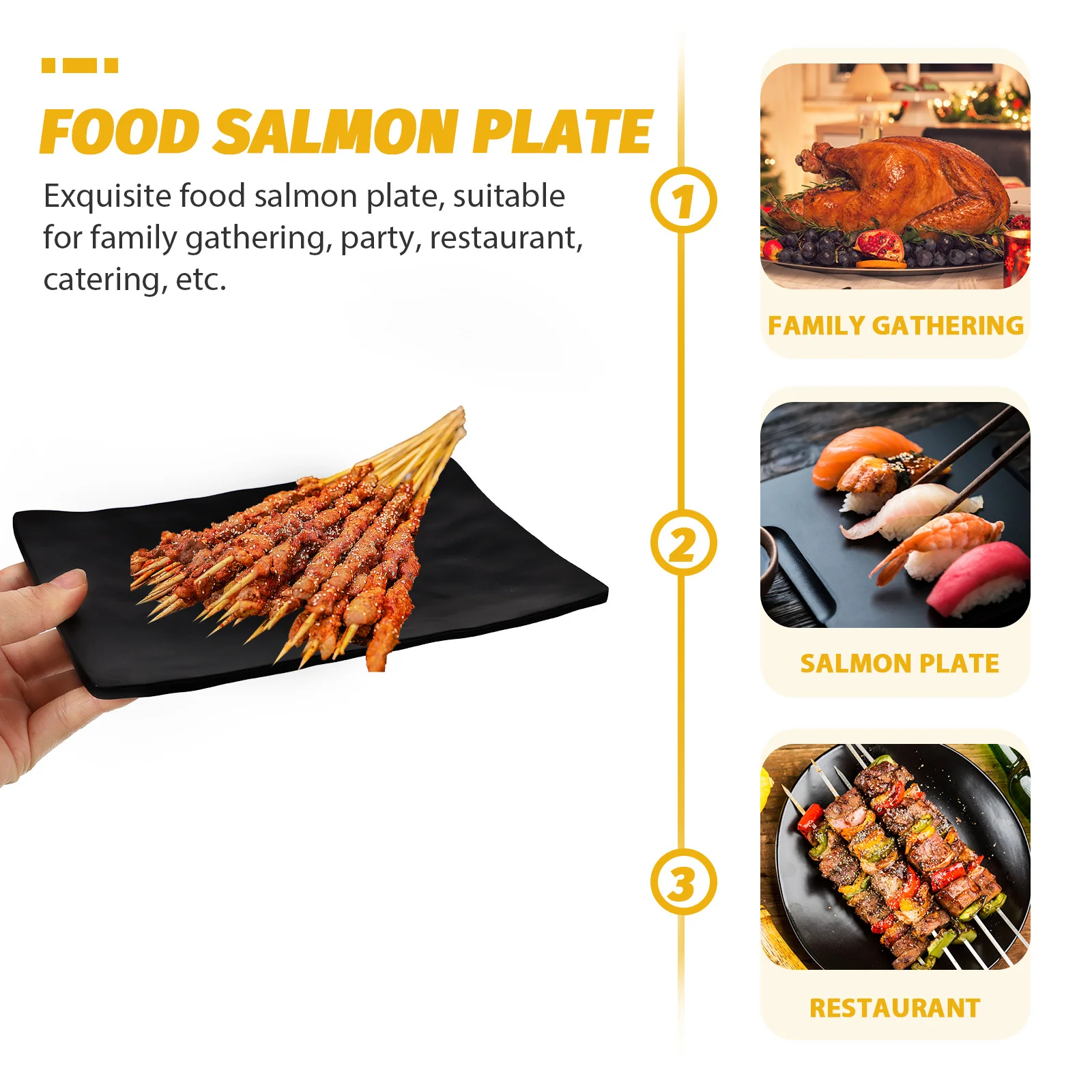 

Japanese Style Sushi Plate Dull Polish Finish Wear Resistant Food Display Dish For Sashimi Salmon Serving Home Kitchen Use