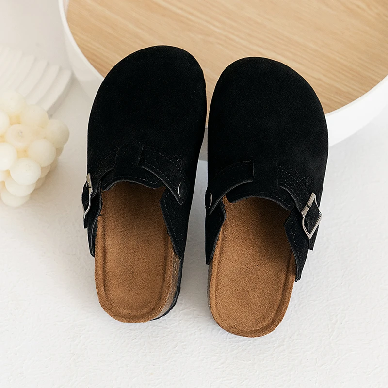 2024 New Matte Cotton Fashion Casual Medium-sized Boys and Girls Slippers One-leg Baotou Half Slippers Girls