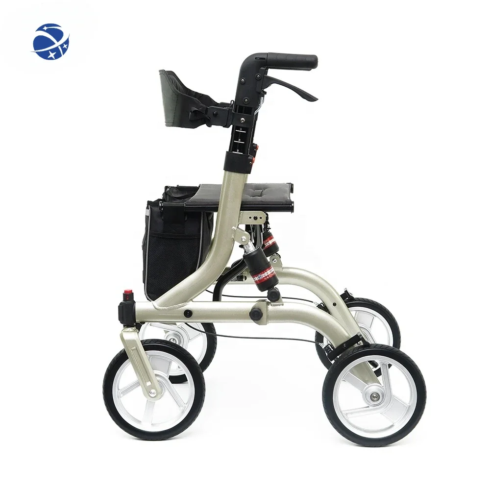 HCT-9123D New Technology Aluminum Lightweight Walking Rehabilitation Equipment for Senior Folding Rollator Walker With Shock Abs