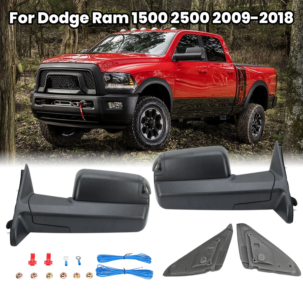 

1Pair 9Pins Rearview Mirror Assembly For Dodge Ram 1500 2500 2009-2018 Manual Folding Ground Light Double Socket Car Accessories