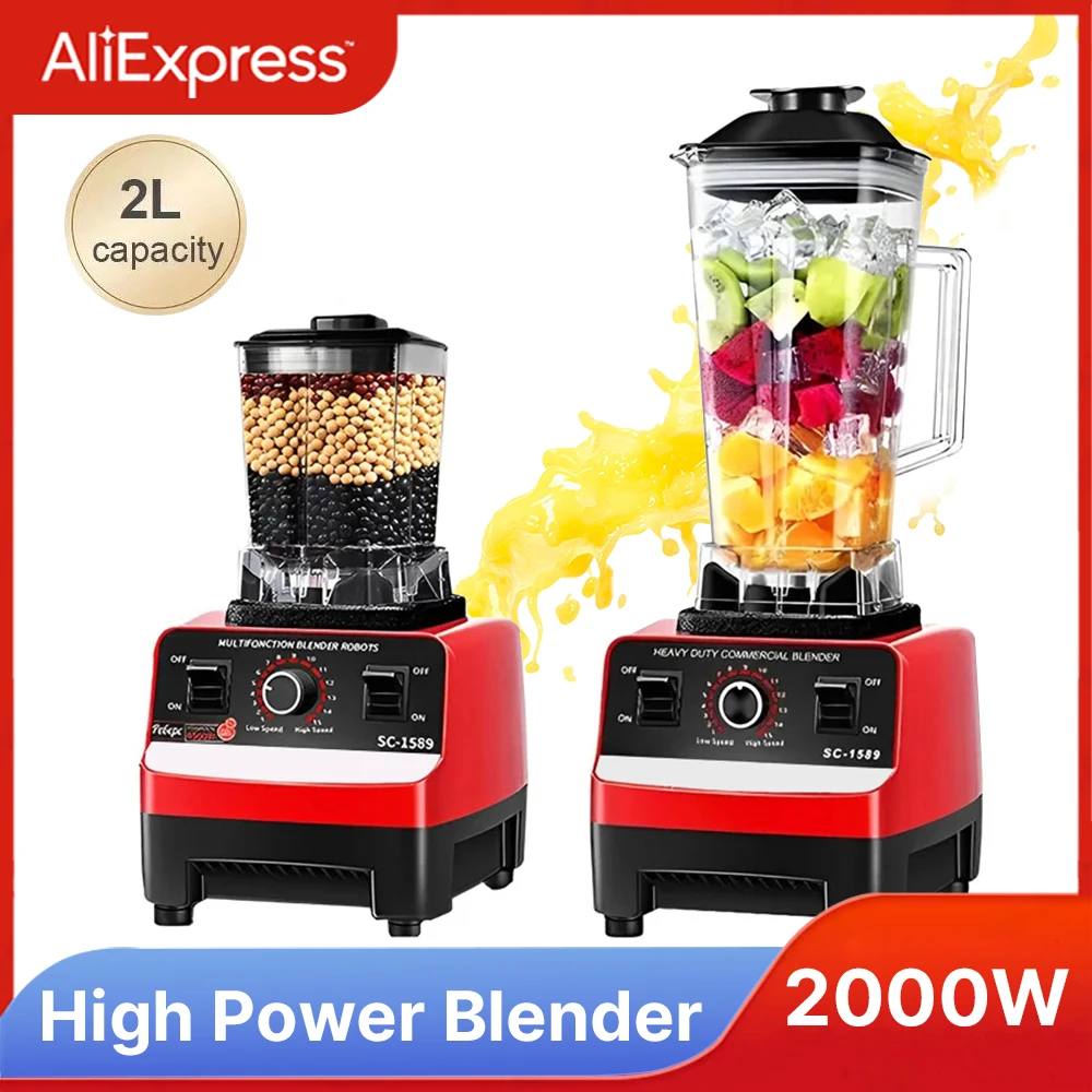 2000W Heavy Duty Commercial Blender Stationary Mixer Food Processor Ice Smoothies for Kitchen High Power Juicer Blender BPA Free