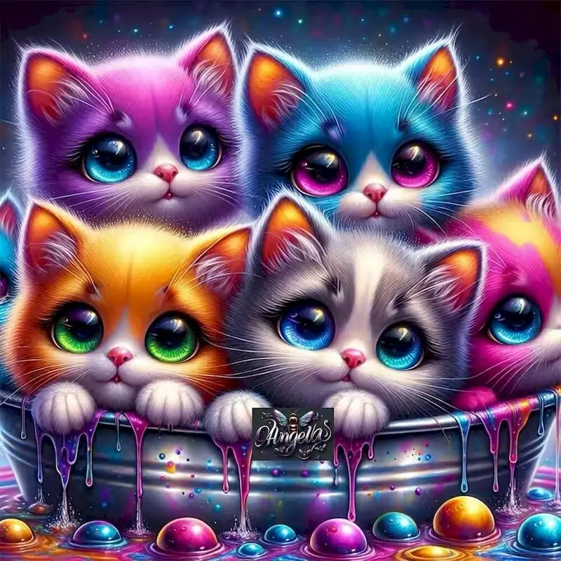 

SDOYUNO Full Round Square Drill Diamond Mosaic Animal Cartoon DIY Cross Stitch Diamond Painting Cat Handicraft Decor For Home