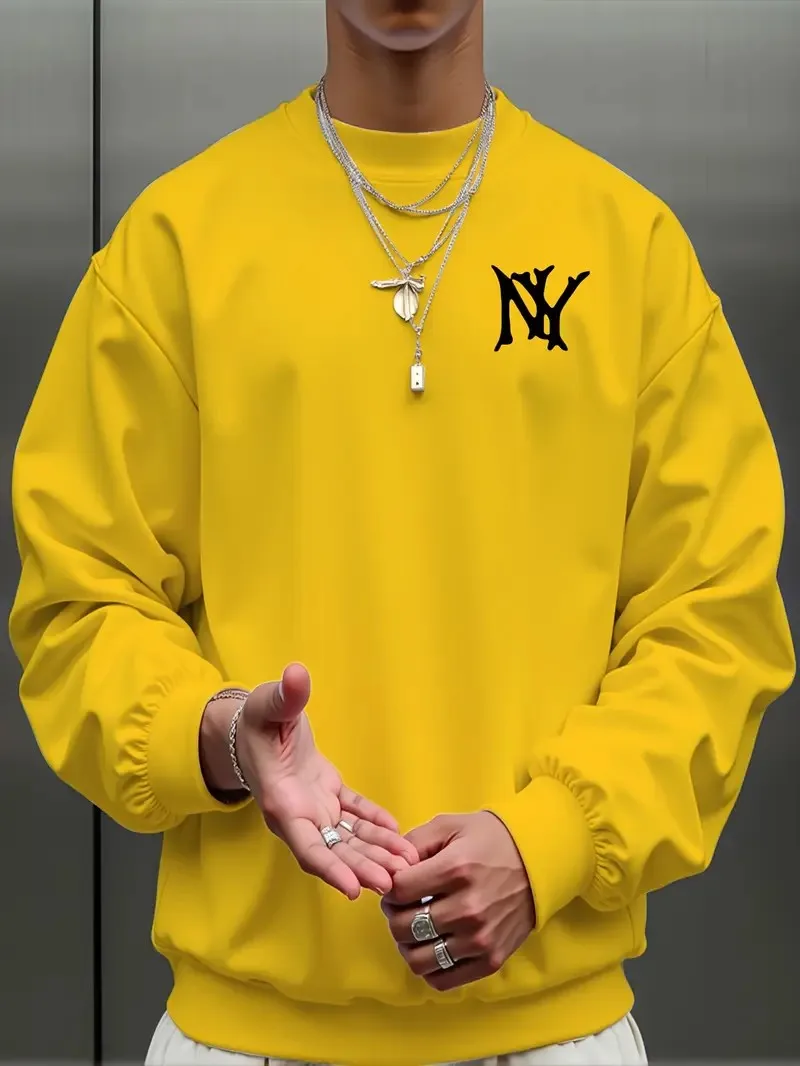 يتميز القلنسوة الرجالية الجديدة ذات الرقبة المستديرة لربيع وخريف 2025 بطباعة حروف ثلاثية الأبعاد غير رسمية وعصرية في الشارع #5