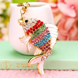 earrings for women 2024 luxury Lucky Key Chain Metal Fish Keychain with sparking rhinestone new in key chains key ring ladies