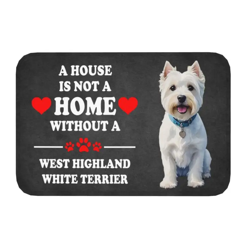 Custom West Highland White Terrier Doormat Anti-Slip Bathroom Kitchen Mat Garden Westie Dog Floor Door Entrance Carpet Rug