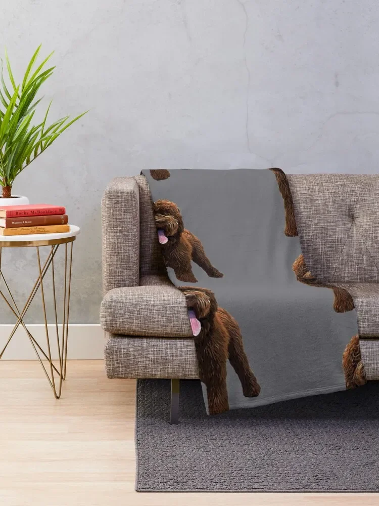 Labradoodle Chocolate Brown Throw Blanket warm for winter Polar Blankets