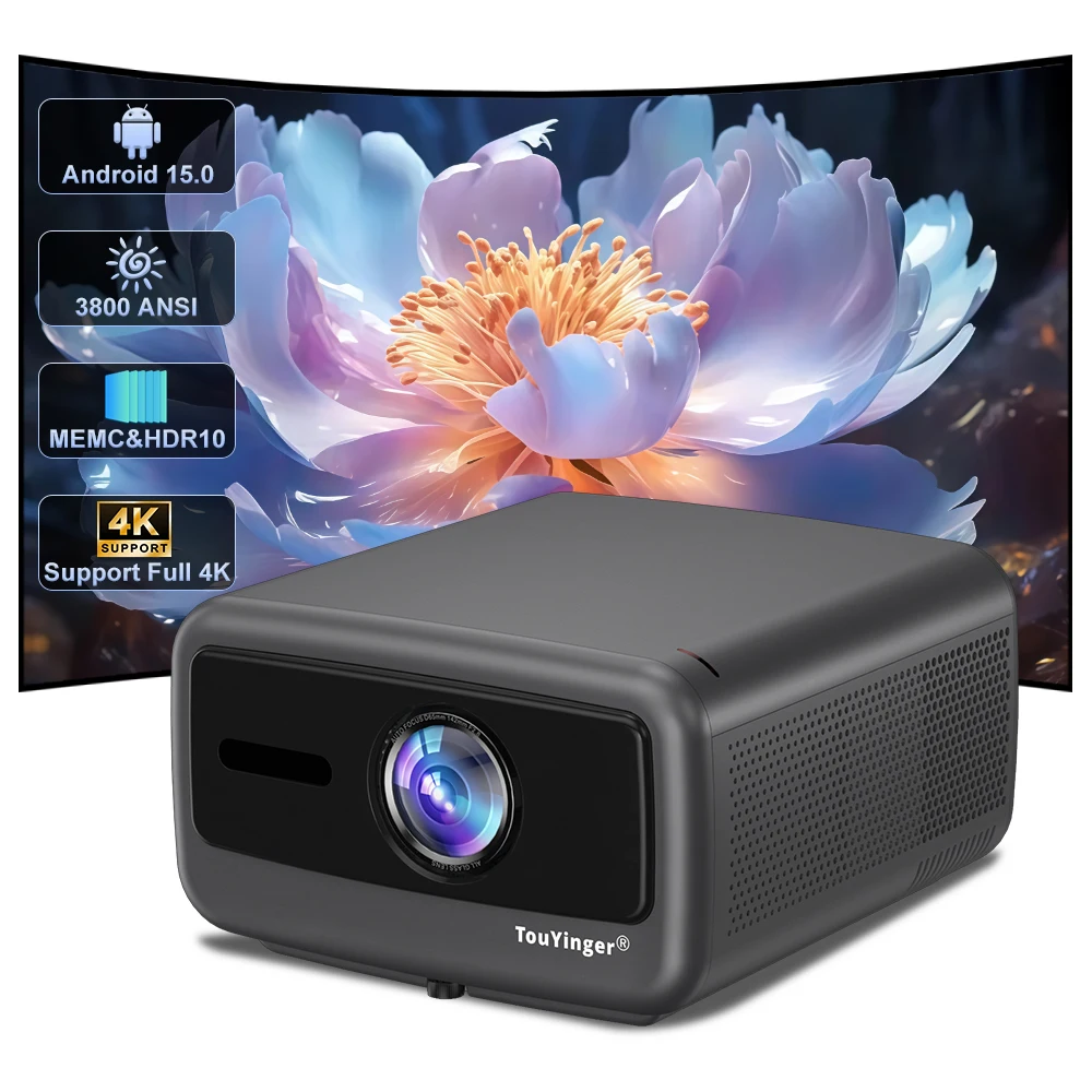 

Проектор 3800 ANSI, экран 300'', Q13W 4K Full HD, Android 15, 128 ГБ, чип V660, LED LCD, для домашнего кинотеатра