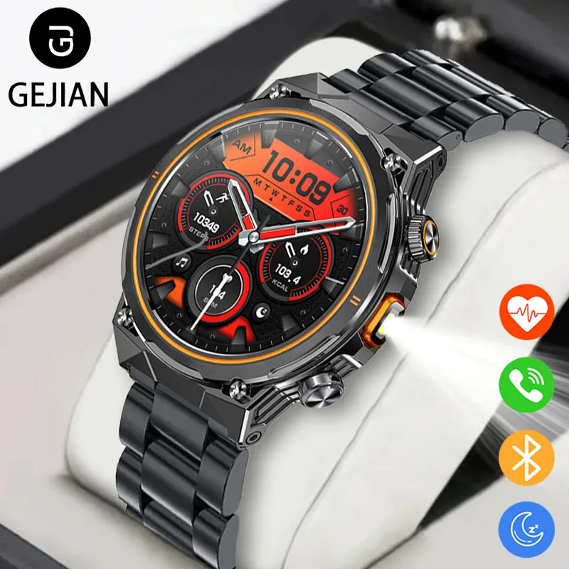 

GEJIAN Новые умные часы для звонков 5,1, 1,46-дюймовый экран, разрешение 360*360 HD, встроенный фонарик, уличные мужские умные часы для звонков