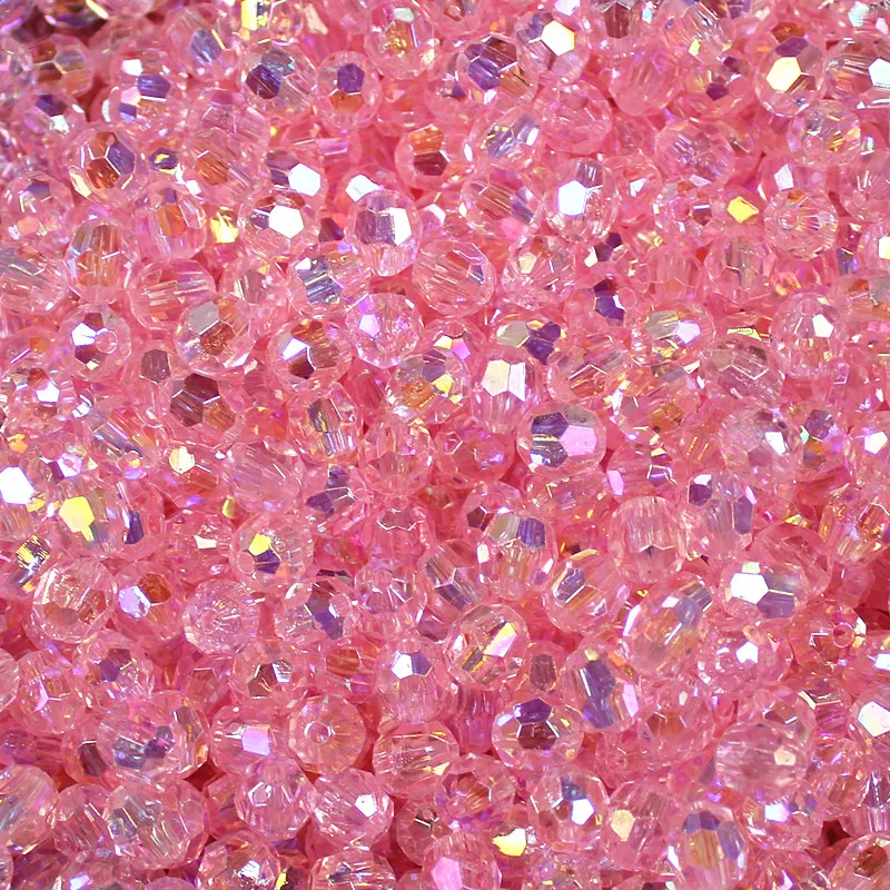 6/8/10MM 300/500Pcs AB Pink Clear Acrylic Faceted Beads for Handmade Jewelry Necklace/Earring DIY Making/Jewelry Accessories