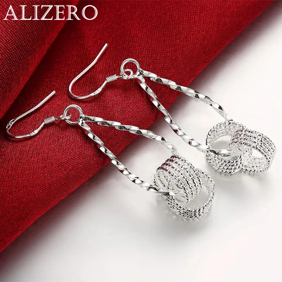 Modne wisiorki 925 Sterling Silver Net koraliki długie kolczyki dla kobiet ładna moda biżuteria ślubna prezenty świąteczne