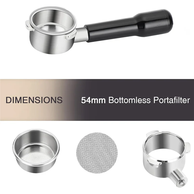 فلتر القهوة بدون قاع مقاس 54 مم مع شاشة عفريت، رأس 3 أذن لآلات Breville Barista Express Barista Pro Espresso-AB09