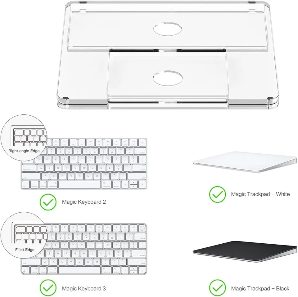 3-in-1 Transparent Acrylic keyboard Stand Tray for Apple Magic