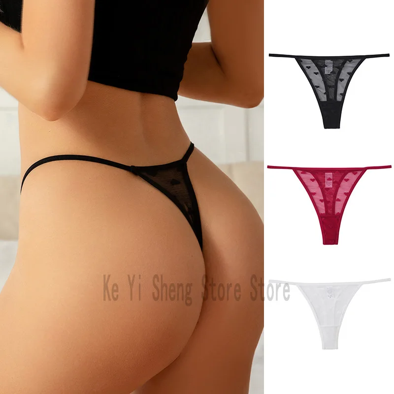 1PCS of women's thong, low-waist, transparent, sexy heart-shaped, breathable and seamless underwear for women image 2