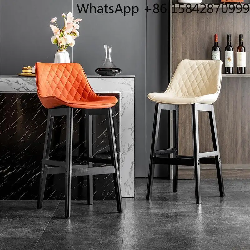 Kursi bar sandaran kayu solid rumah tangga