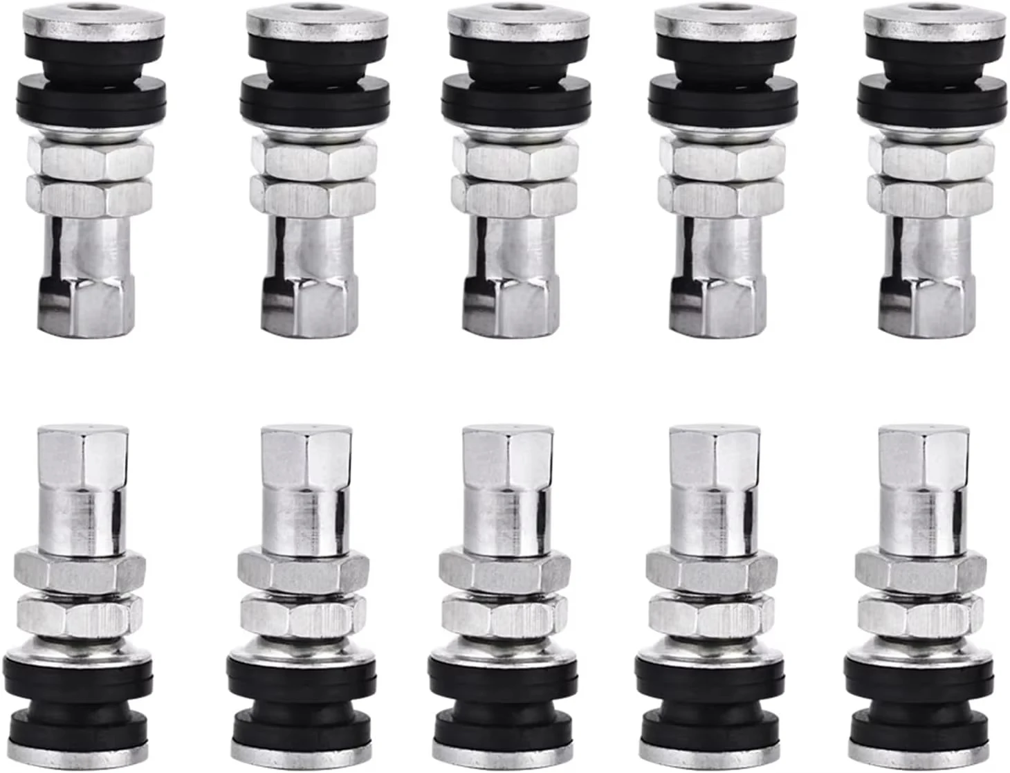 

10PCS Motorcycle Metal Valve Stem Rubber Seal for Tubed Tubeless Tires Rustproof