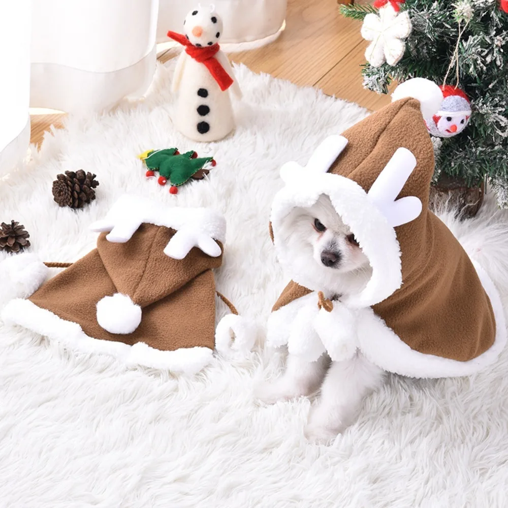 

Funny Cat Christmas Costume Santa Cosplay Pet Christmas Cape Dress Up Clothes Warm Red Scarf Cloak With Hat Pet Accessories