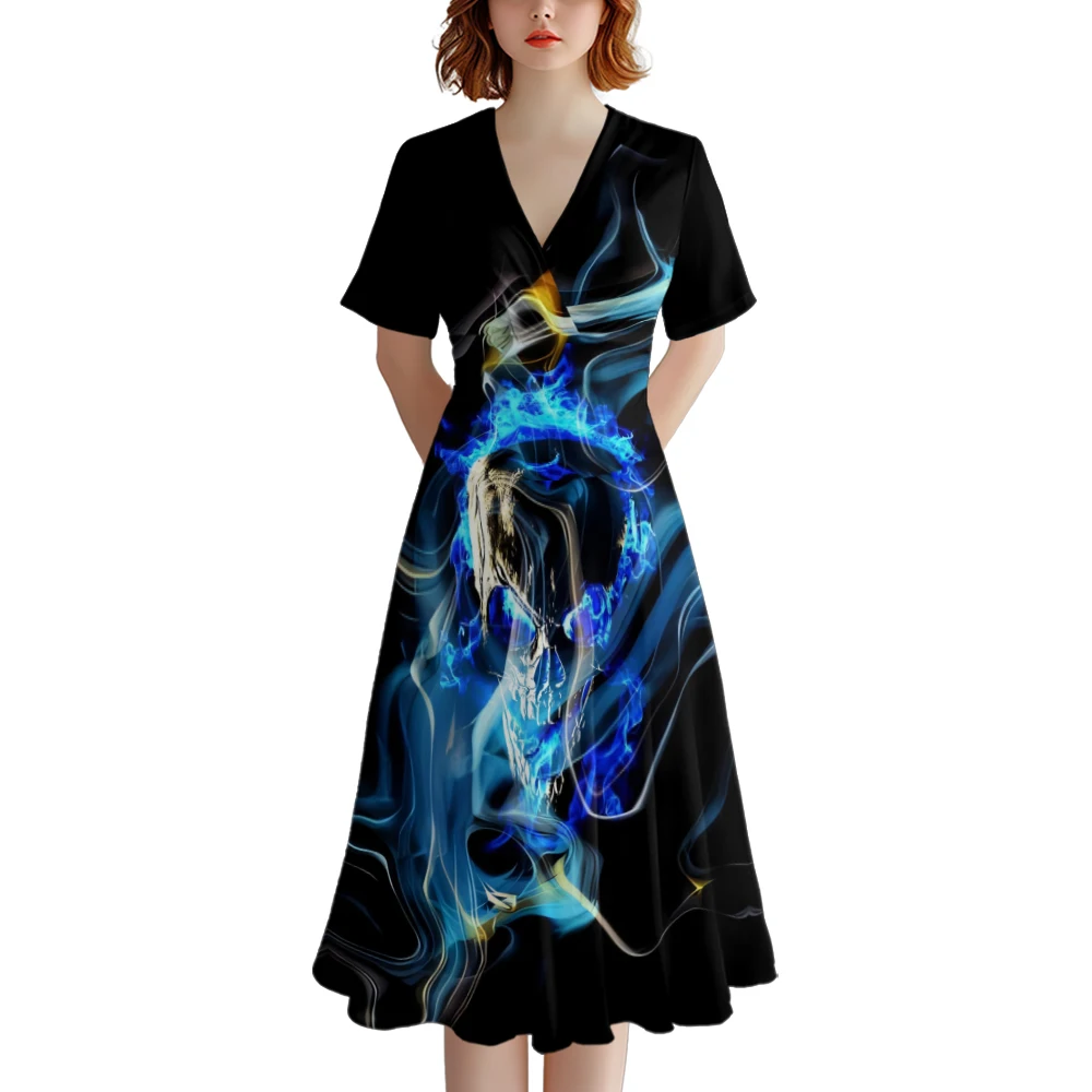 Robe de soirée à col en V pour femmes, robes trapèze, streetwear à la mode, robes de soirée élégantes, robe ChimGirl, été