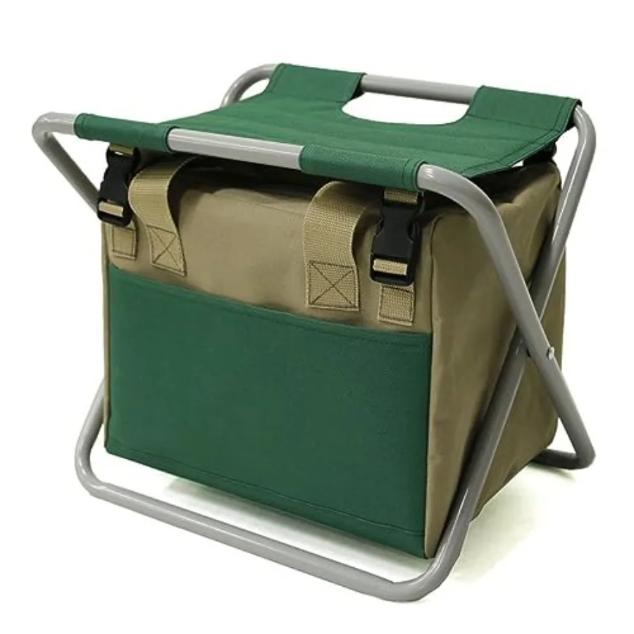 Klappbarer Gartenhocker mit abnehmbarer Aufbewahrungstasche, tragbarer Klappstuhlsitz mit Werkzeug-Set, Organizer, ideal zum Angeln