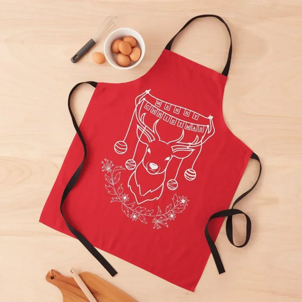 

Red Reindeer Christmas Apron Kitchen Things And For Home restaurant accessories Kitchen on the wall Apron