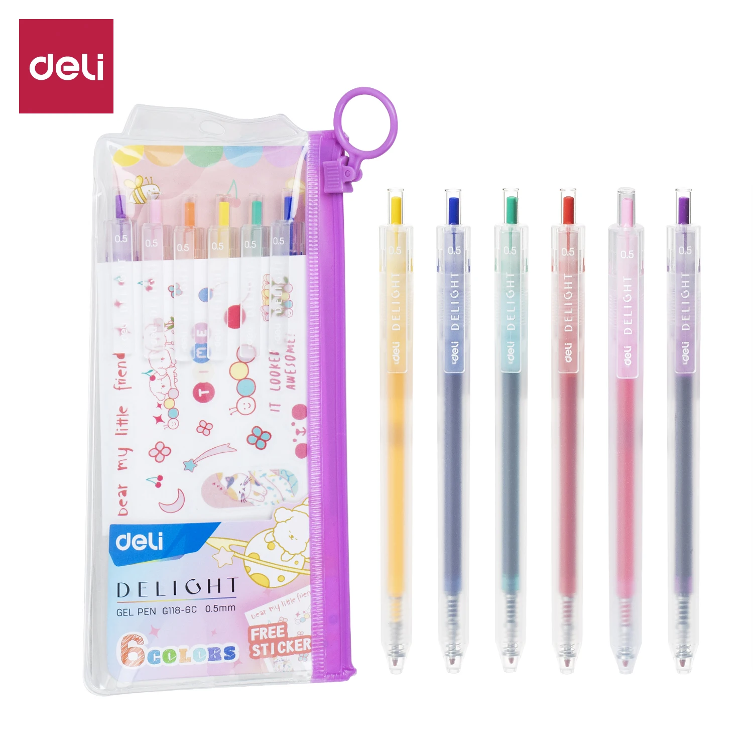 

Deli 0.5mm Gel Pens, 6-Pack Smooth Writing for Office, School, Editing & Note-Taking