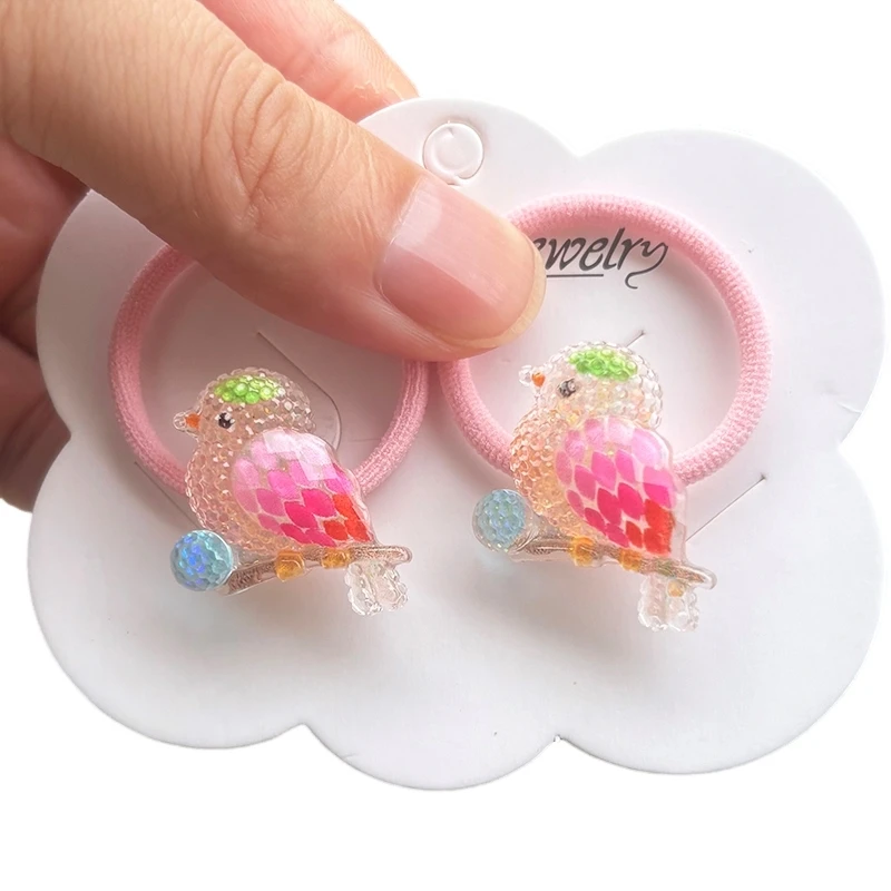 2PCS Cartoon Rabbit Hedgehog Girls Lovely Elastic Hair Bands Princess Hair Accessories Children Hair Ties Baby Headwear