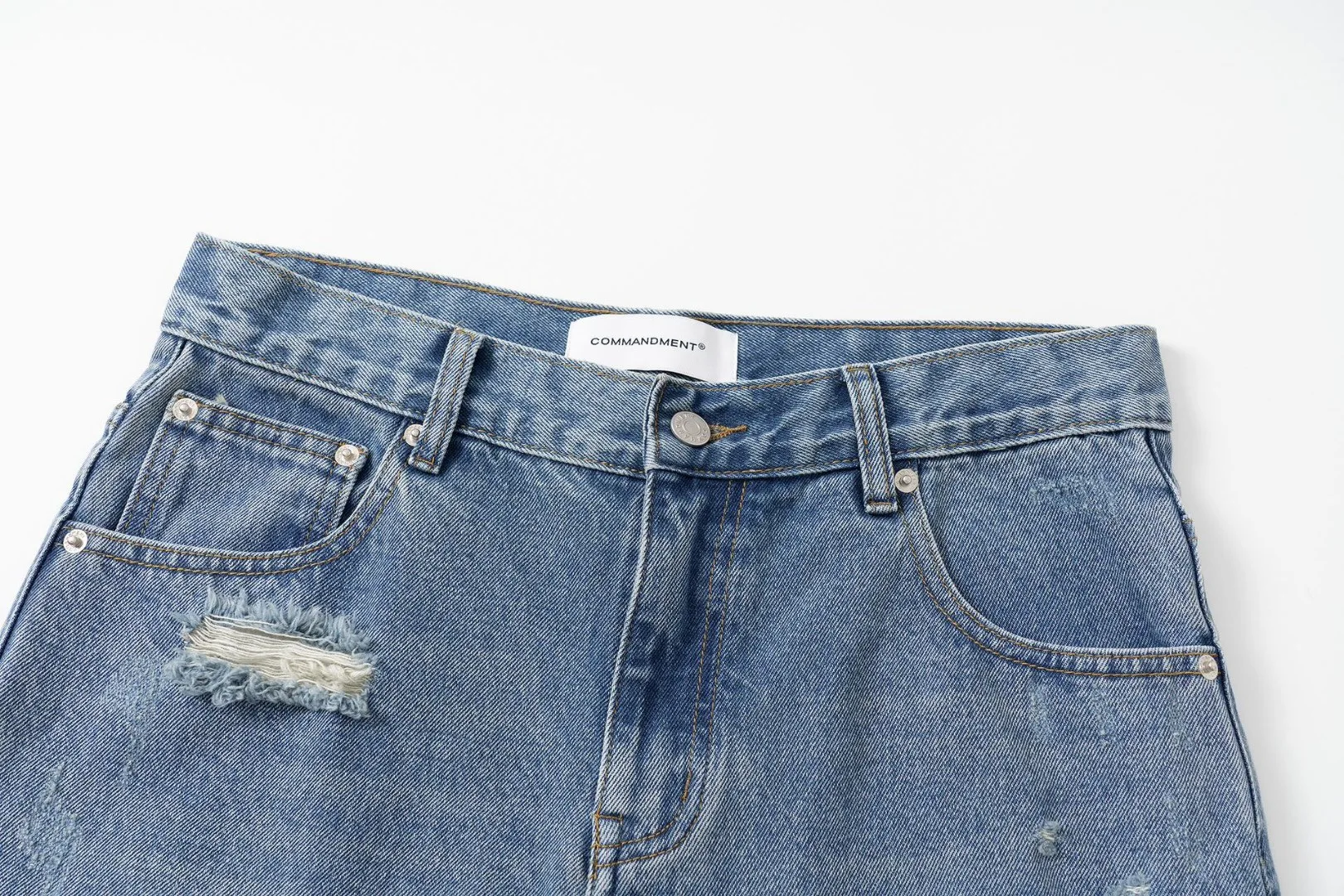 M7022  Denim Shorts For Men Summer Street New Loose Wide Leg Middle Pants Broken Hole Tassel Denim Straight Jeans Shorts