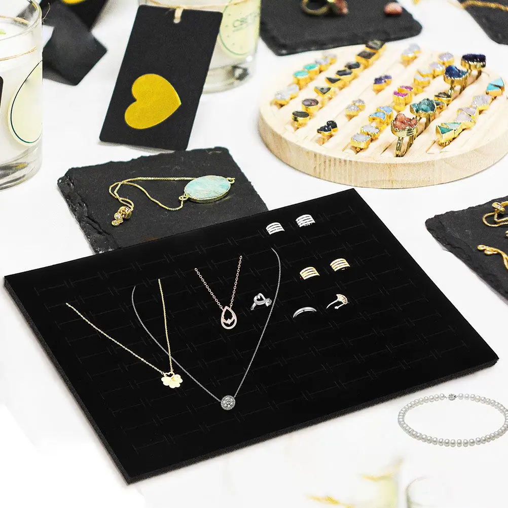 

4Pcs Black Sponge Ring Organizer Box Inserts Soft Cushions for Rings Earrings Jewelry Storage Display Tray Protective Sponge