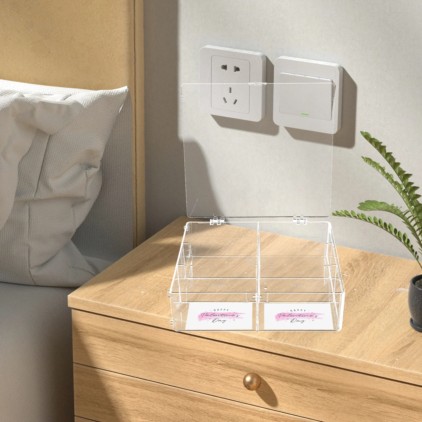 

Clear Cards Storage Box Multipurpose Photo Organizer Plastic Storage Case Durable Reusable Material Desktop Small Items