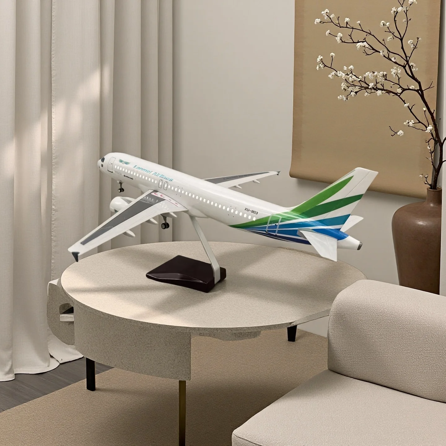 

Airbus 320neo Plane Model 1:80 Scale Large Airplane Model Cambodia Lanmei Airlines Diecast Airplanes with LED Light for Collecti