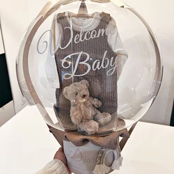 Custom Baby Shower Balloon Sticker 36inch Clear Bobo Bubble Balloon Decor Name Date Personaled Stickers Welcome Baby Party